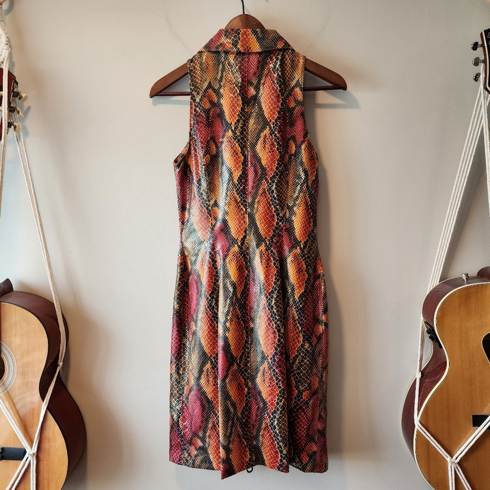 Cache Snakeskin Full Zip Sheath Dress - Picture 2 of 5
